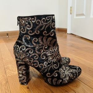 Gold and Silver Sequined Heeled boots